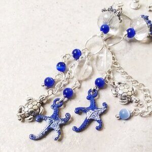 Oceans! Turtles! Starfish! Wild Aquatic Beach-y Boho Shoulder Duster Earrings